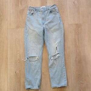 Abercrombie & Fitch Light Blue Ankle Straight Jeans Ultra High Rise Curve Love